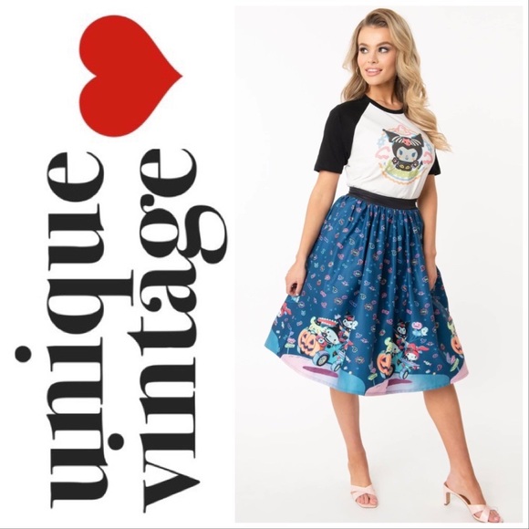 Hello Kitty Unique Vintage Halloween Joyride Gellar Skirt - Picture 1 of 12